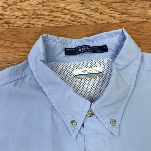Columbia Bahama Short Sleeve Blue Shirt Men's Size XL Fishing Button Up Vented - Picture 4 of 9